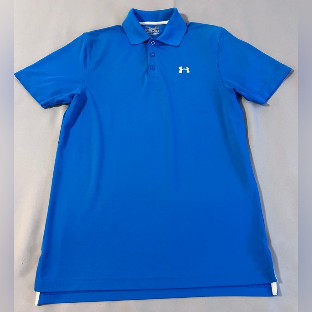 Under Amour Polo Shirt Sz Small Blue Heat Gear Loose‎ Short Sleeve Embroidered